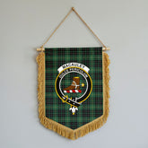 MacAuley Hunting Ancient Tartan Crest Wall Hanging Banner - Wood Pole